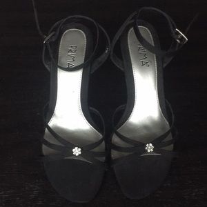Prims Black Strappy Special Occasion Heels Sandals